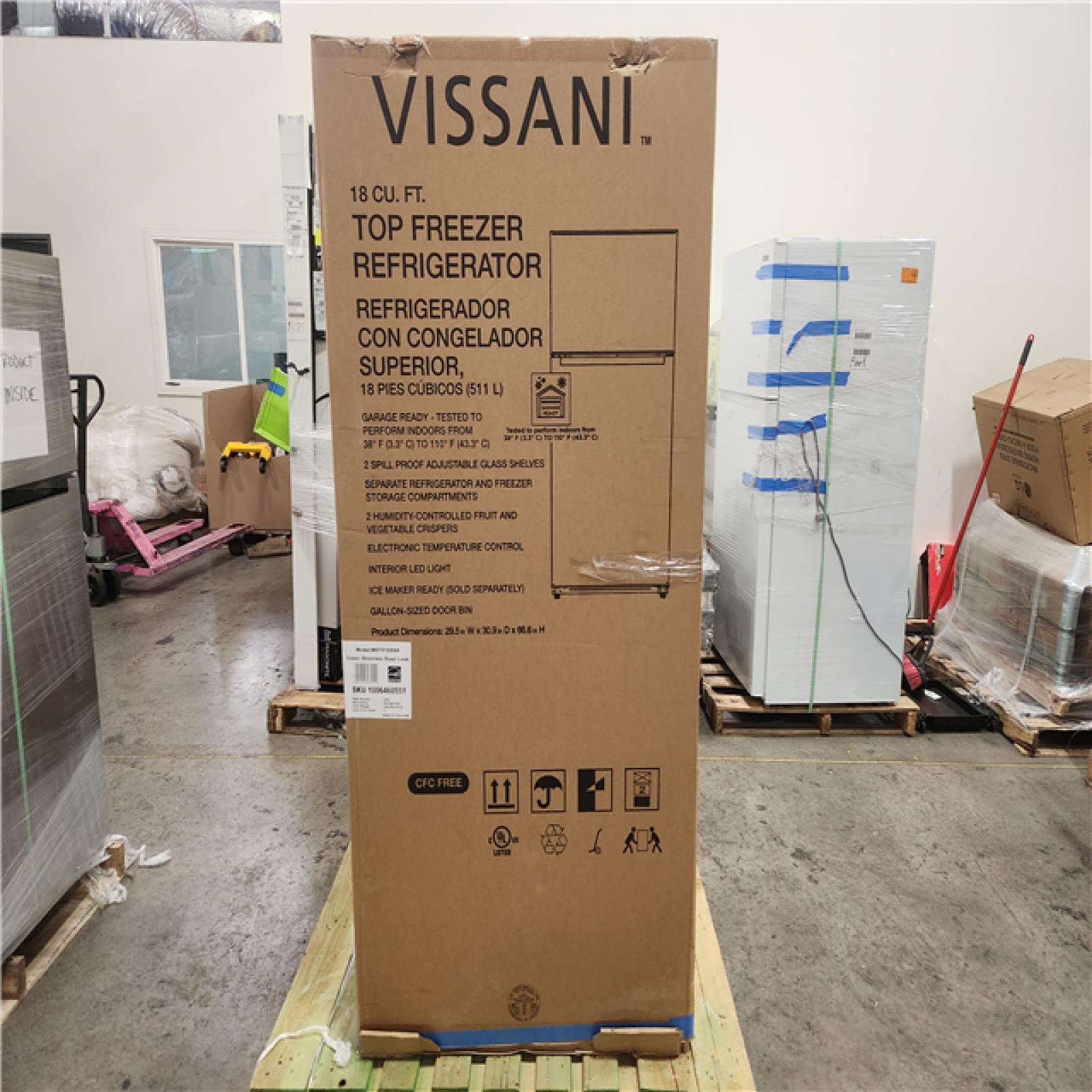 Phoenix Location Vissani 18 cu. ft. Top Freezer Refrigerator in Stainless Steel Look