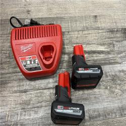 AS-IS Milwaukee M12 12V Lithium-Ion XC High Output 5.0 Ah Battery Pack (2-Pack) Starter Kit with Charger