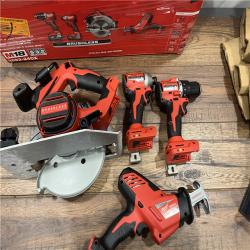 AS-IS Milwaukee M18 18-Volt Lithium-Ion Brushless Cordless Combo Kit (4-Tool) with 2-Batteries, 1-Charger and Tool Bag