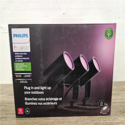 Phoenix Location NEW  Philips Hue Lily Outdoor Black Spot Light Smart Color Changing Low Voltage Plug-In with Integrated LED (3-Pack)