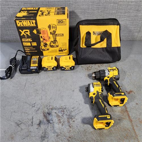 HOUSTON LOCATION - AS-IS DEWALT 20V MAX XR Hammer Drill and ATOMIC Impact Driver 2 Tool Cordless Combo Kit with (2) 4.0Ah Batteries, Charger, and Bag