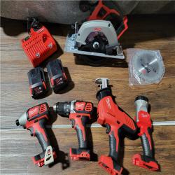 CALIFORNIA NEW MILWAUKEE M18 5-TOOL COMBO KIT (2 BATTERIES, 1 CHARGER, AND BAG INCLUDED)