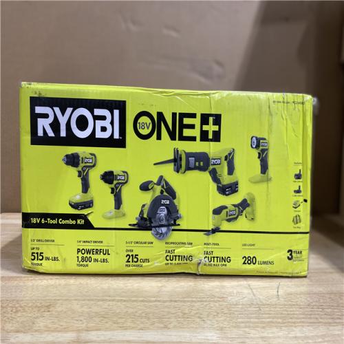 NEW! -NEW! - RYOBI ONE+ 18V Cordless 6-Tool Combo Kit with 1.5 Ah Battery, 4.0 Ah Battery,