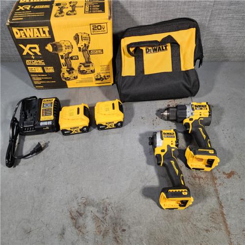 HOUSTON LOCATION - AS-IS DEWALT 20V MAX XR Hammer Drill and ATOMIC Impact Driver 2 Tool Cordless Combo Kit with (2) 4.0Ah Batteries, Charger, and Bag