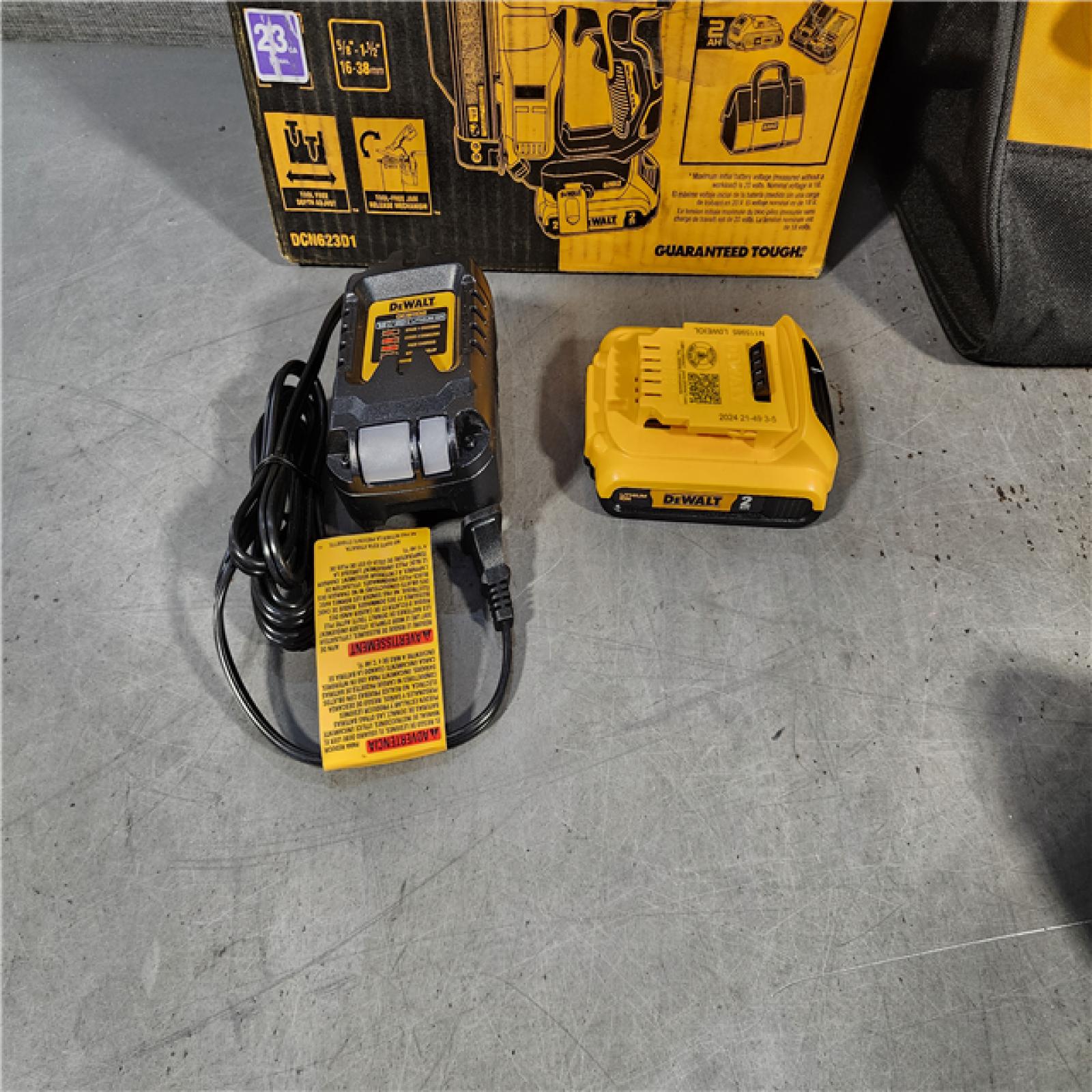 HOUSTON LOCATION - AS-IS DEWALT ATOMIC 20V MAX Lithium Ion Cordless 23 Gauge Pin Nailer Kit with 2.0Ah Battery and Charger