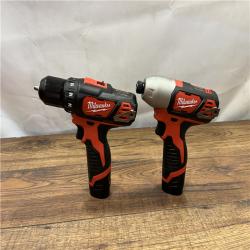 AS-IS M12 12V Lithium-Ion Cordless Drill Driver/Impact Driver Combo Kit with Two 1.5Ah Batteries, Charger and Bag (2-Tool)